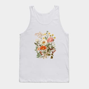 Rose & Wildflowers Vintage Botanical Illustration Tank Top